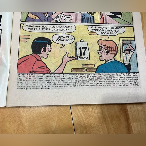 Archie's Pals 'n' Gals Comic Book July 1974 Vintage - Picture 2 of 3